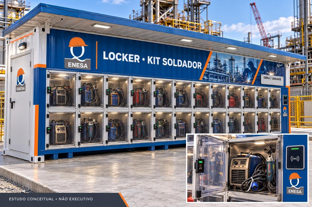 Contêiner avançado · Locker de kit soldador · Estudo conceitual não executivo